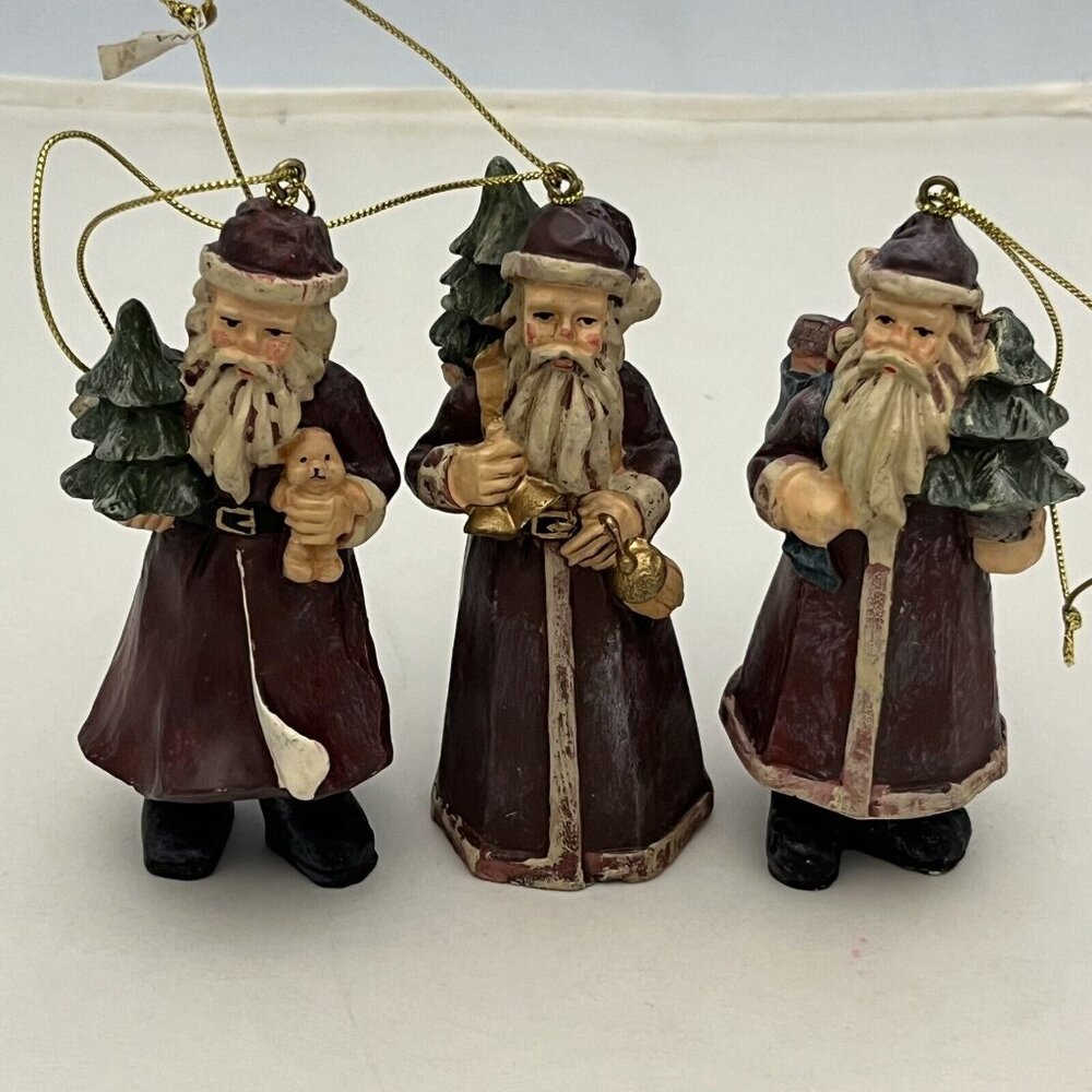 Set Of 3 Unbranded Resin Christmas Santa Claus Christmas Tree Ornaments